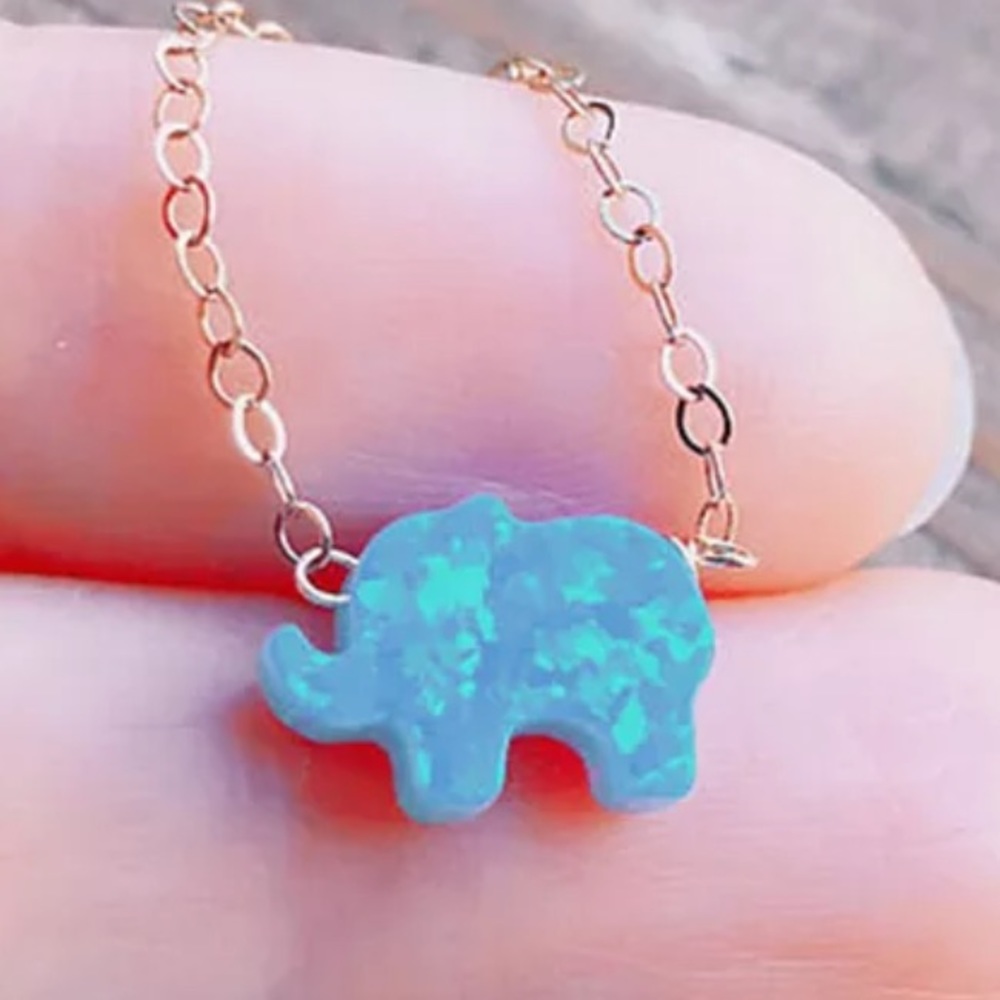 Opal elephant necklace